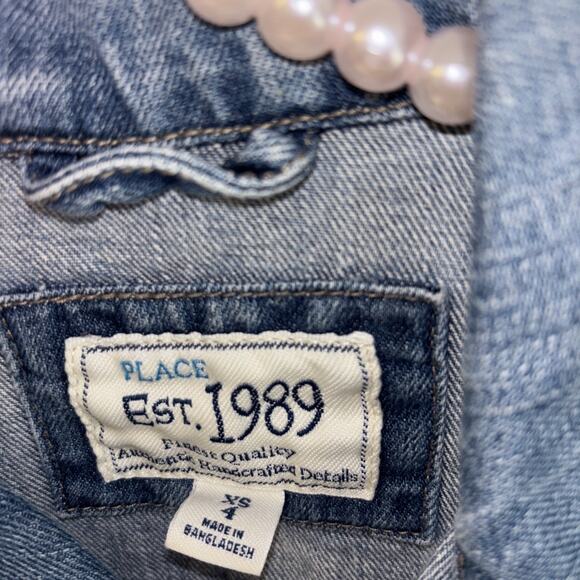 The Place Est 1989 Kids Denim Jacket Blue Button Front Size 4 - Picture 3 of 5